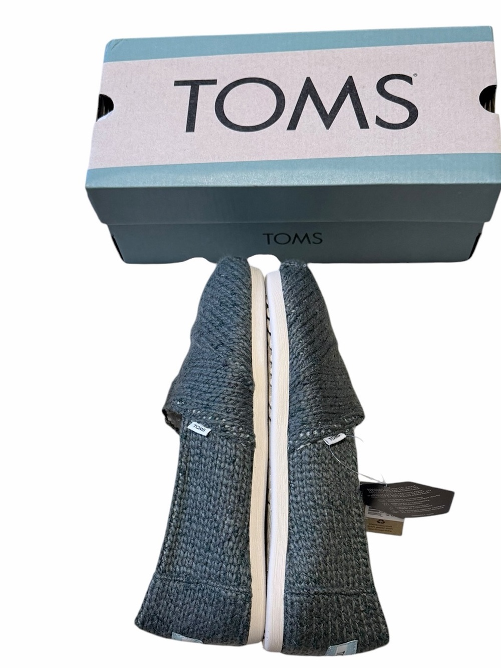 🌟🌼NIB TOMS Knit Slip-On Shoes in Heathered Gray-Green. - Picture 11 of 11
